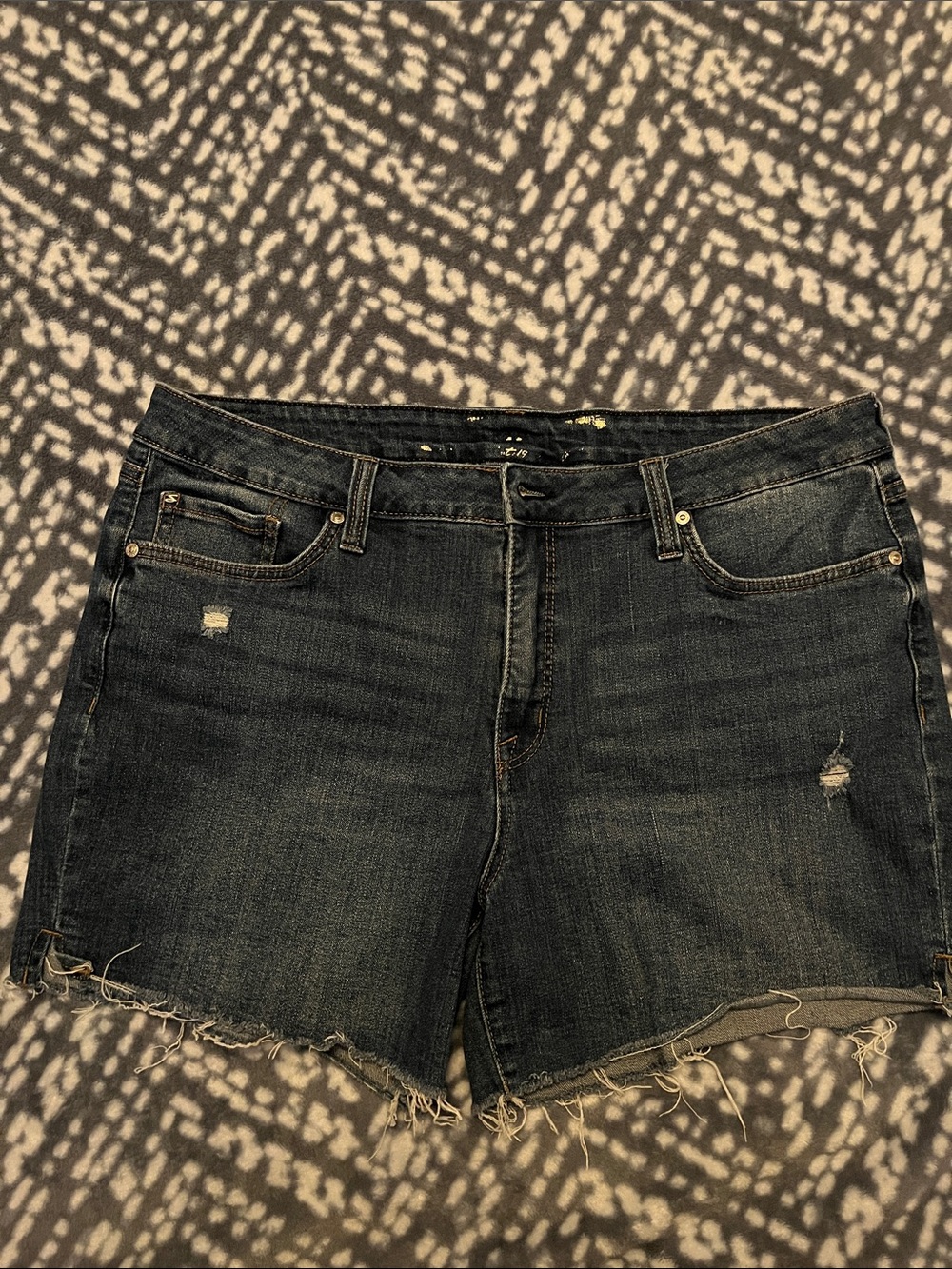 Seven7 Dark Wash Distressed Denim Shorts